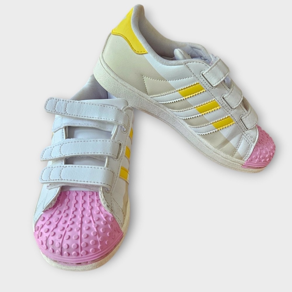 Adidas x LEGO Superstar CF C Kids Shoes White Yellow Pink IF2910 Mens 2.5Y